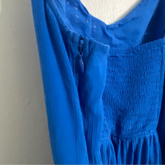 Old Navy Royal Blue Sleeveless Dress Midi Length Eyelet Woman’s Medium - Picture 8 of 9